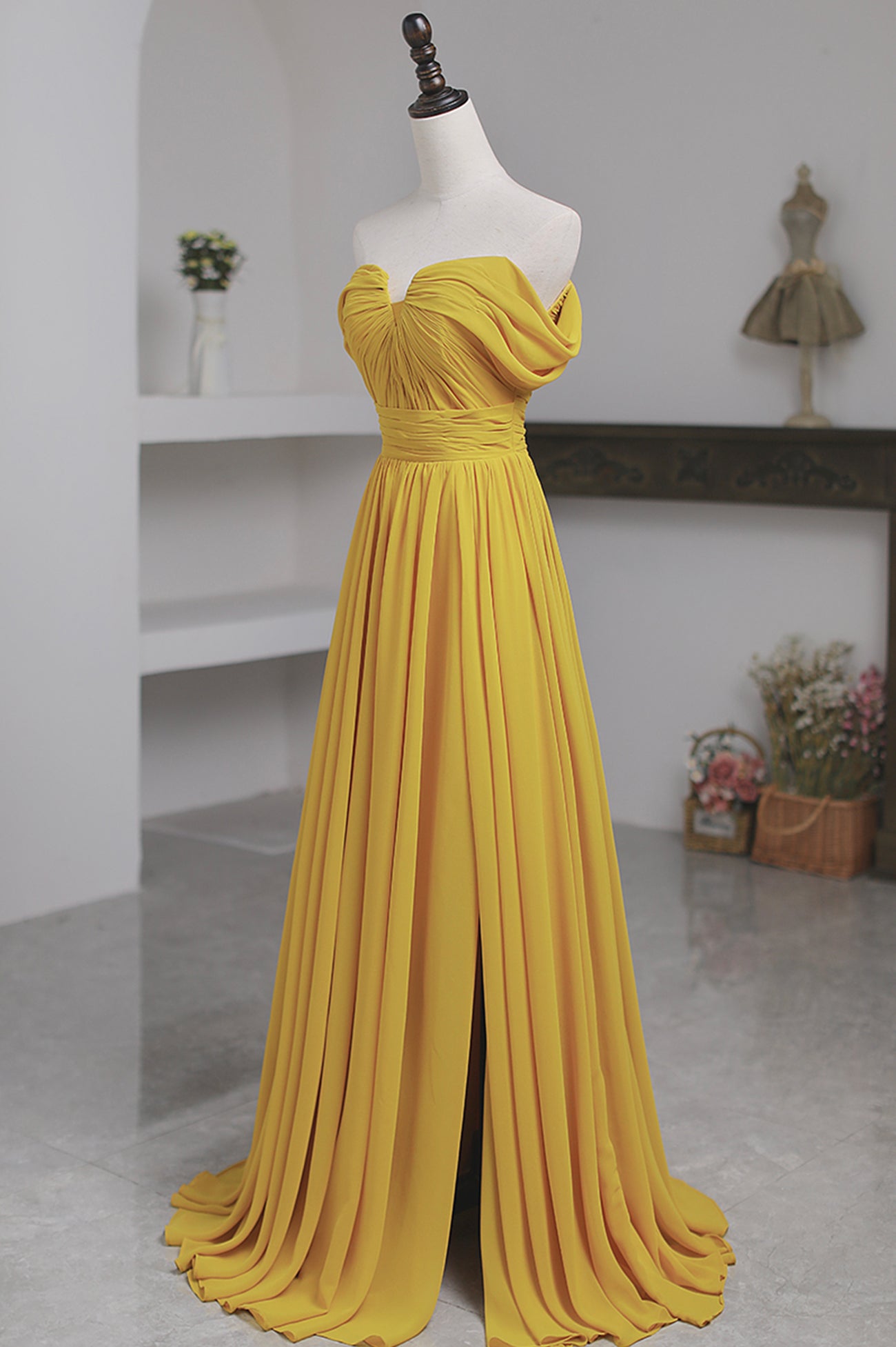 yellow chiffon dress